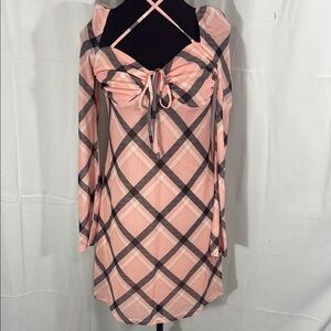 The Frolic Maternity Black and Pink Tie Front Sundress with Bell Sleeves